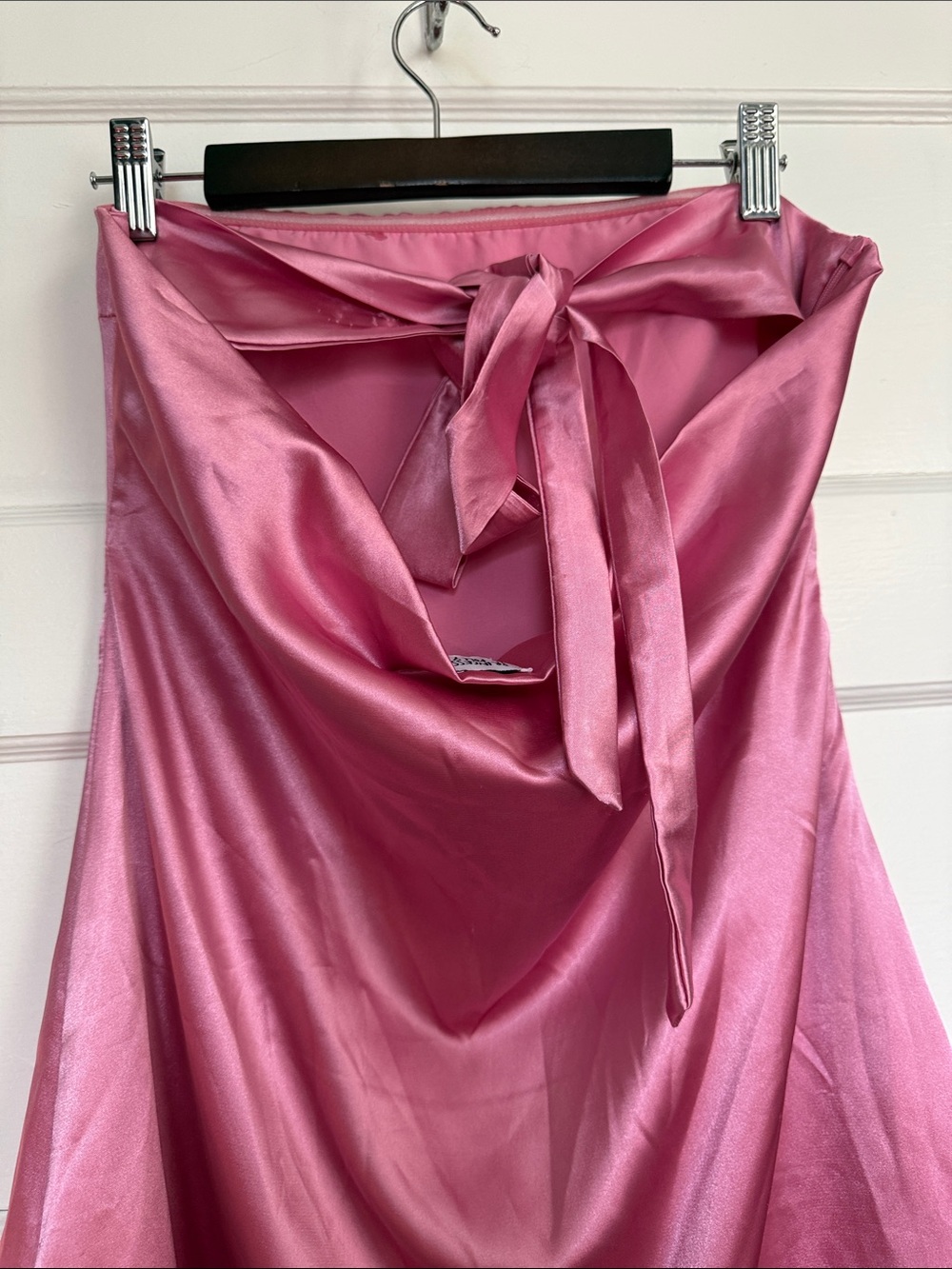 Princess Polly Shaya Strapless Pink Satin A-Line Mini Dress With Bow Back Sz 4 - Picture 9 of 13